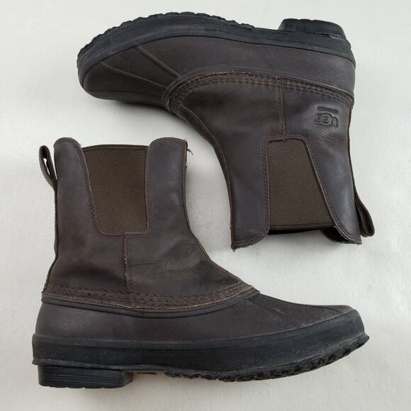 Ugg Romosa Leather Waterproof Boot Mens 9.5 Brown Chelsea Slip On Winter Rain - Picture 6 of 11